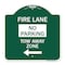 Signmission Fire Lane Tow-Away Zone W/ Left Arrow, Green & White Aluminum Sign, 18" x 18", GW-1818-23978 A-DES-GW-1818-23978 - alternate 1